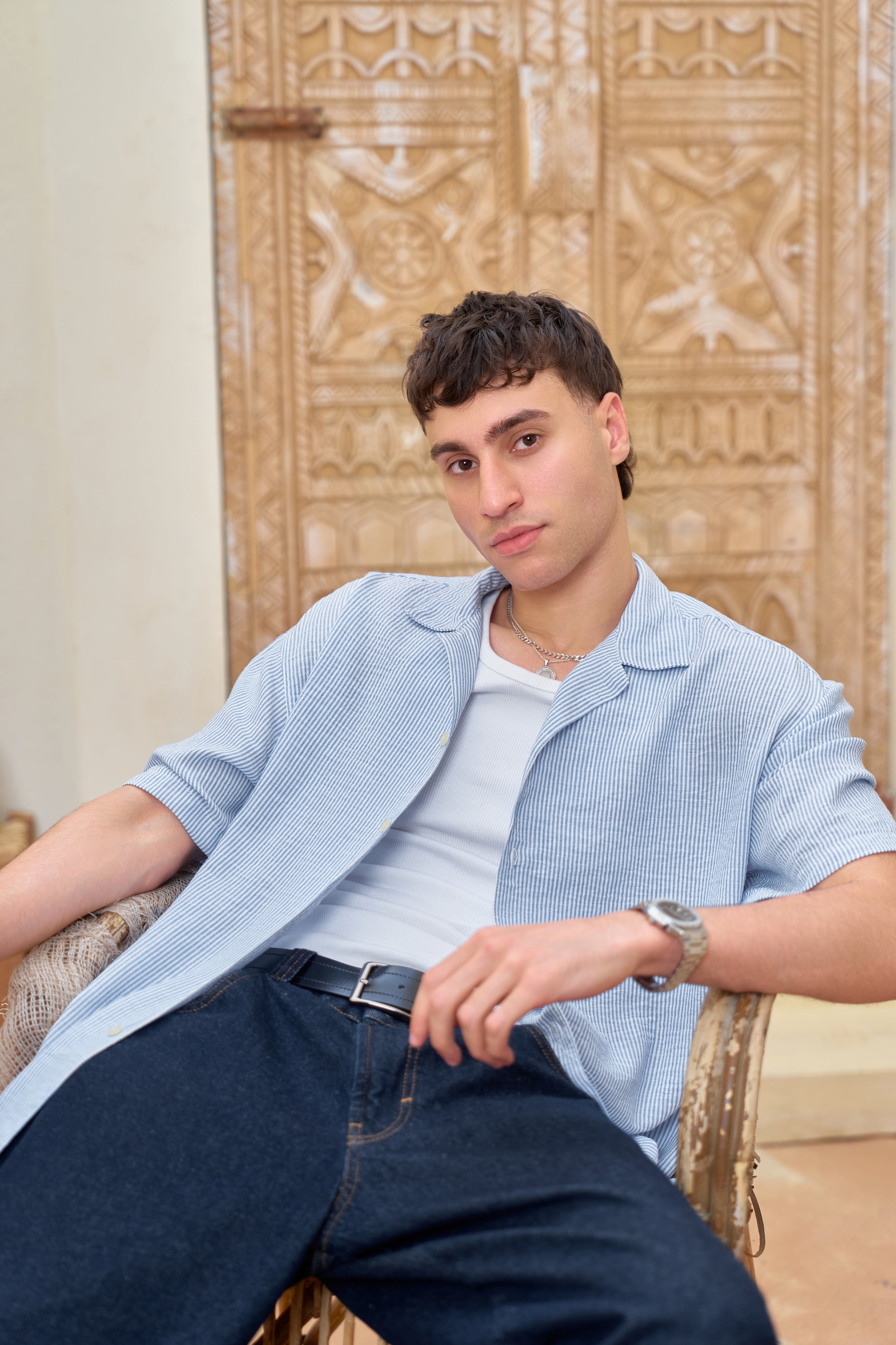 STCHZ Blue Striped Linen Shirt