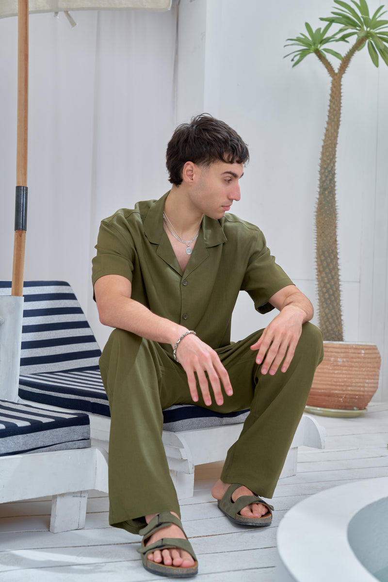 STCHZ Dark Olive Linen Suit