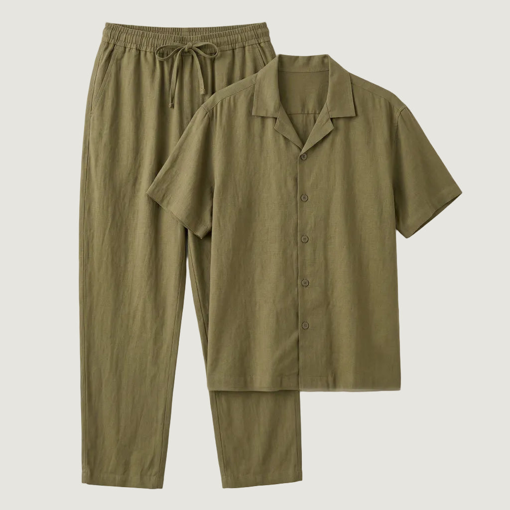 STCHZ Dark Olive Linen Suit