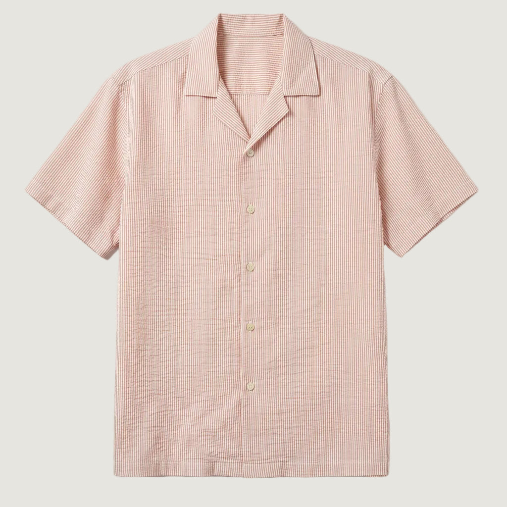 STCHZ Peach Striped Linen Shirt